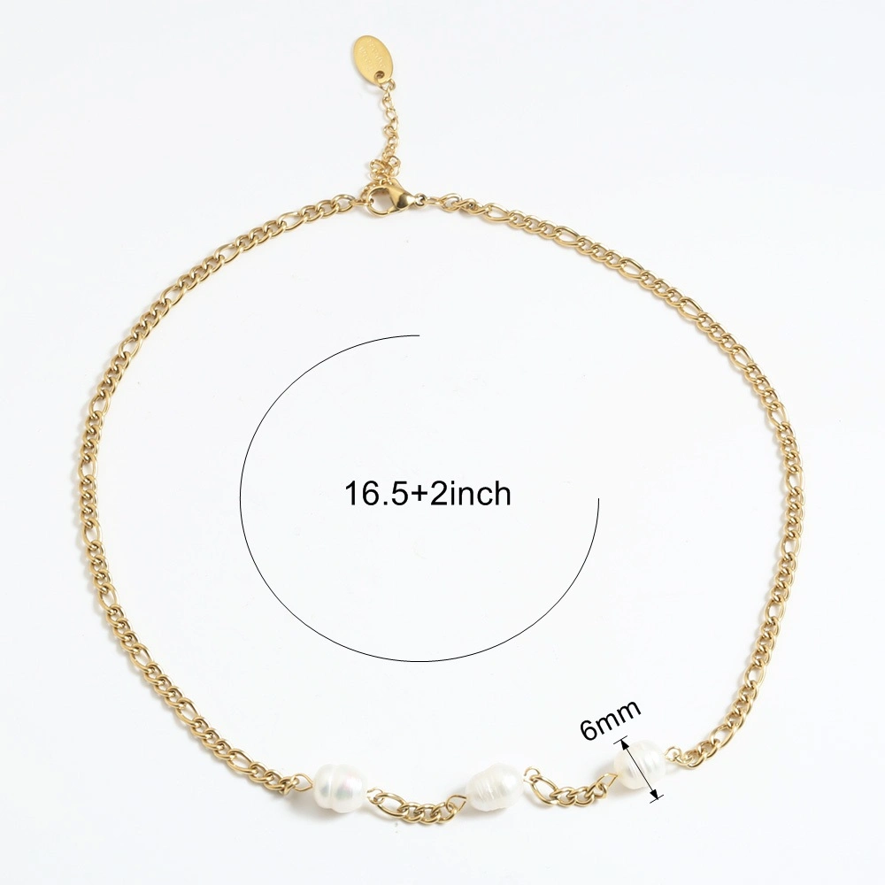 Manufacturer Customized 18K PVD Gold Plated Pearl Stainless Steel Fashion Women′s Necklace Jewelry Supplier