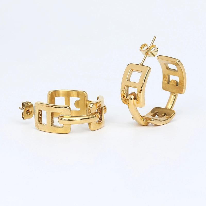 Letter Hoop Earrings for Women Stainless Steel Gold Color 18K