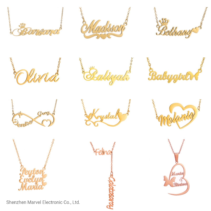 Stainless Steel Gold Plated Jewelry Personalized Nameplate Custom Name Necklace