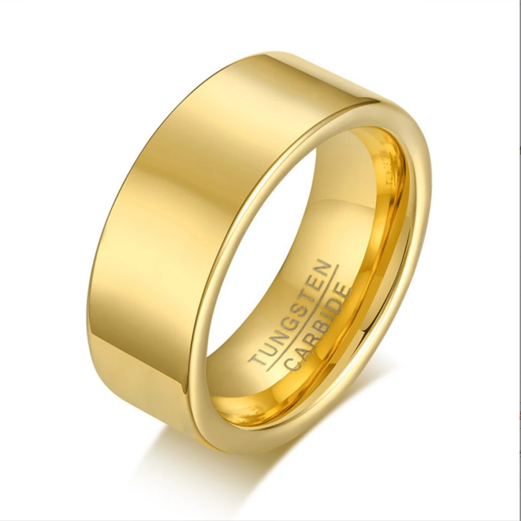 European and American Style Personalized Accessories Gold Simple Men′ S Tungsten Steel Ring Can Be DIY Lettering