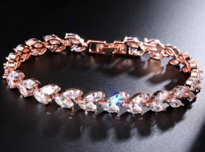 Charmant bracelet en zircone cubique CZ pour les mariées, bracelet en perles de mariage nuptiale CZ