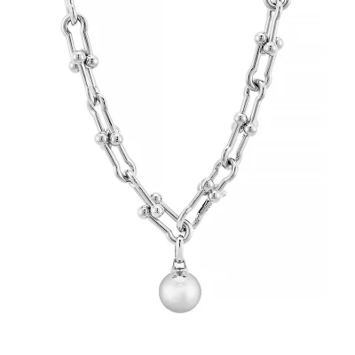 Collier de Perle Unique Pendentif Colliers en Platine pour Femme 86g