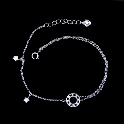 Bracelet de cheville cadeau romantique en forme de zircon cubique avec bijoux en argent sterling