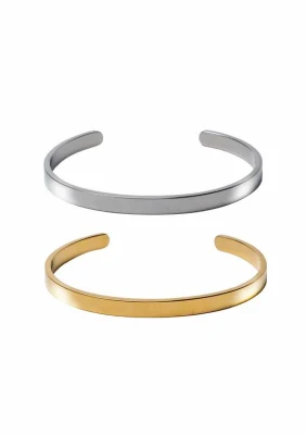 Bracelet ouvert en acier inoxydable plaqué or pour toutes les tailles de mains pour hommes et femmes