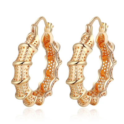 Boucles d'oreilles créoles de grande taille en alliage de cuivre plaqué or 14 carats 18 carats pour femmes