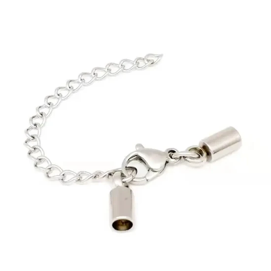 Tête de connexion de bijoux bricolage Bracelet en acier inoxydable collier cordon seau 1mm à 10mm fermoir mousqueton ensemble avec extrémité de chaîne d'extension