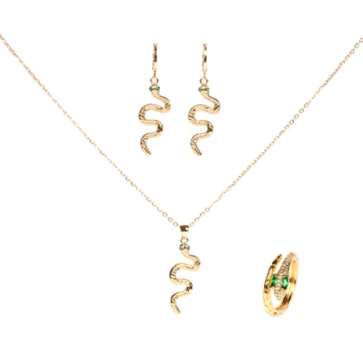 Ensemble de bijoux à breloque serpent en zircon cubique plaqué or Fashion18K