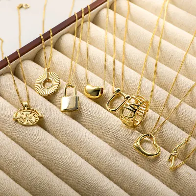 8+ Styles New Fashion Fine Jewelry 925 Sterling Silver 18K Gold Plated Personnalisé Chaîne Coeur Serrure Noeud En Forme de Colliers pour Femmes