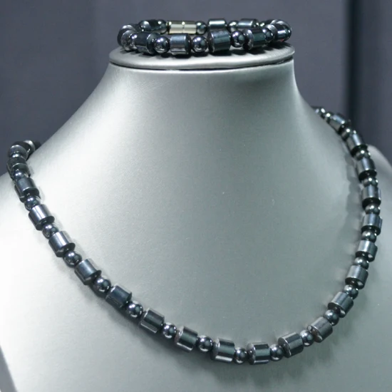 50% de réduction sur l'ensemble de bijoux de collier de perles d'hématite avec magnétique pour les soins de santé du corps (CF-HTN-005)