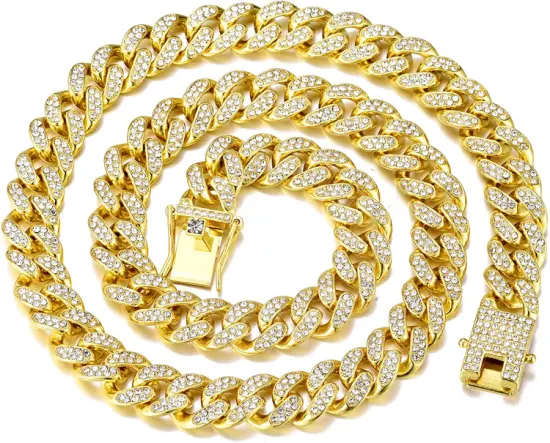 2022 nouvelle chaîne à maillons cubains Hip Hop or 18 carats argent diamant coupe chaîne en acier inoxydable pour hommes sur Hip Hop bijoux bijoux de mode/bijoux