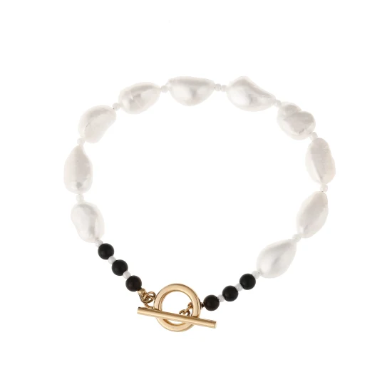 Ensemble de collier de bracelet de chaîne de perle d'acier inoxydable bijoux mode simple